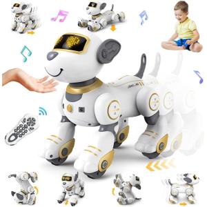 imageVATOS Remote Control Robot Dog Toy for Kids  Interactive Touch ampamp Follow 17 Functions Robot Dog Pet Programmable Smart Walking Puppy Intelligent Dancing RC Robot Toys for Girls 312 Birthday GiftsGold
