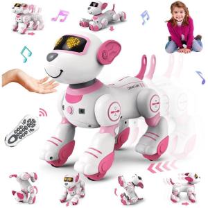 imageVATOS Remote Control Robot Dog Toy for Kids  Interactive Touch ampamp Follow 17 Functions Robot Dog Pet Programmable Smart Walking Puppy Intelligent Dancing RC Robot Toys for Girls 312 Birthday GiftsPink
