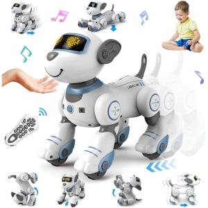 imageVATOS Remote Control Robot Dog Toy for Kids  Interactive Touch ampamp Follow 17 Functions Robot Dog Pet Programmable Smart Walking Puppy Intelligent Dancing RC Robot Toys for Girls 312 Birthday GiftsBlue