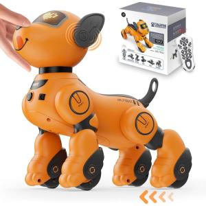 imageVATOS Robot Dog Toy for Kids Voice ampamp 24GHz Remote Control Robot Pet with Interactive Touch Sensors Over 20 Responses Program Mode Robotic Puppy Toy for Kids Boys ampamp GirlsOrange