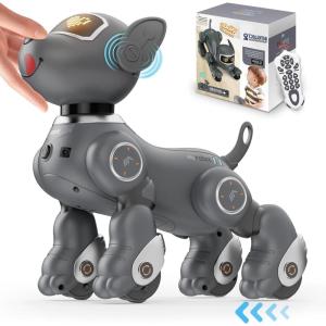 imageVATOS Robot Dog Toy for Kids Voice ampamp 24GHz Remote Control Robot Pet with Interactive Touch Sensors Over 20 Responses Program Mode Robotic Puppy Toy for Kids Boys ampamp GirlsGray