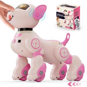 imageVATOS Robot Dog Toy for Kids Voice ampamp 24GHz Remote Control Robot Pet with Interactive Touch Sensors Over 20 Responses Program Mode Robotic Puppy Toy for Kids Boys ampamp GirlsPink