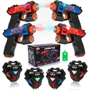 imageVatos Laser Tag Guns SetInfrared Mini Laser Tag for Kids with Badges 4 PackLaser Tag Game 4 Players Indoor OutdoorLaser Tag BlasterGroup Activity Fun Toy for Kids Age 4 5 6 7 Boys Girls
