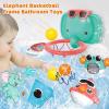 imageVATOS Baby Bath Toys Elephant Basketball Hoop Bathroom Baby Toys for Babies Boys Girls 1 Year Old Baby Bathtub Playset with Bird Crab Clouds Yacht Best Bath Gift for Toddlers 13