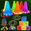 imageVATOS Light Up Carnival Game Toys for Kids  3 in 1 Ball ampamp Ring ampamp Bean Bag Cones Toss Game Play Set Multiple Throwing Target Models Outdoor Family Yard Party Gmaes for Kids Gift Birthday Xmas
