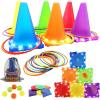 imageVATOS Light Up Carnival Game Toys for Kids  3 in 1 Ball ampamp Ring ampamp Bean Bag Cones Toss Game Play Set Multiple Throwing Target Models Outdoor Family Yard Party Gmaes for Kids Gift Birthday Xmas