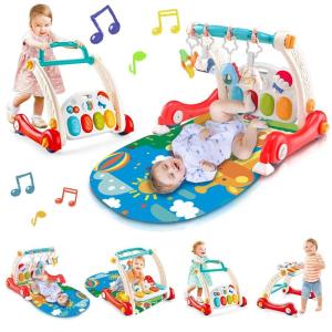 imageVATOS Baby Play Gym Baby Learning Walker Activity Gym Mat with Play Piano 4 in 1 Einstein Play Mat with Musical Lights Rattle Teething Toys Best Gift for Baby Toddler Infants 3 6 9 12 Months