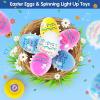 imageVatos Easter Toys Eggs for Kids  6 Pack Lighting ampamp Spining ampamp Singing Plastic Colorful Easter Toys Egss Easter Basket Stuffers Party Favors Easter Toys Gifts for Kids 3 Boys Girls
