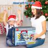 imageVATOS Sliding Track Truck Car Parking Toy Storage Track Car Toy with 10 Cars for Boys Ages 3 4 5 6 7 8 Birthday School Year Gift Car Set for Boys Girls Toddlers 35