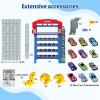 imageVATOS Sliding Track Truck Car Parking Toy Storage Track Car Toy with 10 Cars for Boys Ages 3 4 5 6 7 8 Birthday School Year Gift Car Set for Boys Girls Toddlers 35