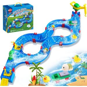 imageVATOS Outdoor Water Table Toy for Kids  62Pcs Large Water Park Playset Activity Waterway with Boat Windup Toy for Backyard Lawn Pool Summer Outside for Toddlers Boys Girls 35