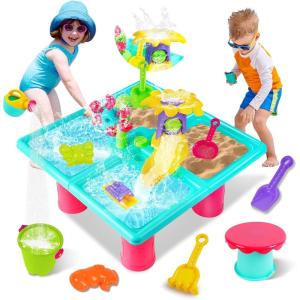 imageVATOS Water Table for Toddlers 134in1 Outdoor Kids Water Table Play Toys25 Piece Summer Water Table Sensory Activity SetToddler Sand and Water Table for Boys Girls Outdoor Backyard Park Beach