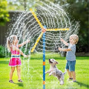 imageVATOS 57quot Windmill Water Sprinkler Outdoor Yard Toy for Kids New Upgrades 360 Spining Splash with 36 Spray Nozzles Summer Fun Play Games for Boys Girls Dogs and Backyard ampamp Garden Lawn Watering