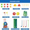 imageVATOS Golf Set for Kids 34PCS Kids Golf Clubs Kit with DoubleSided Golf Board Golf cart 4 Colorful Golf Clubs 14 Balls 2 Practice Holes ampamp Bases Golf mat Toddler Golf Set Game for Boys Girls