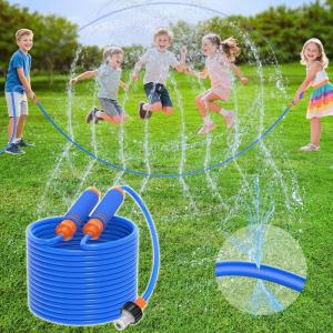 imageVATOS 2in1 Water Sprinkler Outdoor Yard Toy for Kids 255ft Splash Jump Rope Toys 12 Spray Holes Outside Sprinkler Skipping Rope Team Game for Backyard Beach Park ampamp Summer Party FunBlue