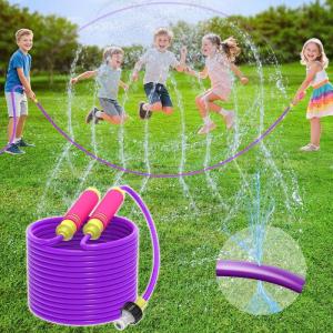 imageVATOS 2in1 Water Sprinkler Outdoor Yard Toy for Kids 255ft Splash Jump Rope Toys 12 Spray Holes Outside Sprinkler Skipping Rope Team Game for Backyard Beach Park ampamp Summer Party FunPurple