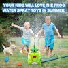 imageVATOS Kids Outdoor Water Play Sprinklers 2 in 1 Frog Sprinkler Spinning Spray Game ampamp Catch Ball Game Toddler Summer Water Play Set Splash Water Play Toys for Boys Girls Dogs Pets Backyard Garden