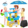 imageVATOS 3Tier Sand Water Table Toys for Kids with Water Pumb ampamp Umbrella Kids Splash Water Play Table Toys for Outside Outdoor Backyard Toddler Sensory Water Table for Toddlers Boys Girls