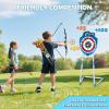 imageVATOS 2 Pack Bow and Arrow Toy with LED Light  4 in 1 Archery ampamp Dart Game Set with 20 Suction Cup Arrows Shark Glow Target ampamp Dart Board  IndoorOutdoor Birthday Gift for Kids Boys Girls Ages 512Blue