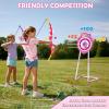 imageVATOS 2 Pack Bow and Arrow Toy with LED Light  4 in 1 Archery ampamp Dart Game Set with 20 Suction Cup Arrows Shark Glow Target ampamp Dart Board  IndoorOutdoor Birthday Gift for Kids Boys Girls Ages 512Pink