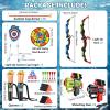 imageVATOS 2 Pack Bow and Arrow Toy with LED Light  4 in 1 Archery ampamp Dart Game Set with 20 Suction Cup Arrows Shark Glow Target ampamp Dart Board  IndoorOutdoor Birthday Gift for Kids Boys Girls Ages 512Blue