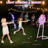 imageVATOS 2 Pack Bow and Arrow Toy with LED Light  4 in 1 Archery ampamp Dart Game Set with 20 Suction Cup Arrows Shark Glow Target ampamp Dart Board  IndoorOutdoor Birthday Gift for Kids Boys Girls Ages 512Pink