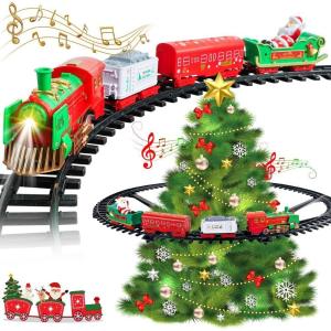 imageHanging Christmas Train Set  VATOS 2 in 1 Christmas Train Toy with Light Sound for Kids Train Toy Set Around ampamp Under The Christmas Tree Best Indoor Christmas Decoration for Family Yard Garden