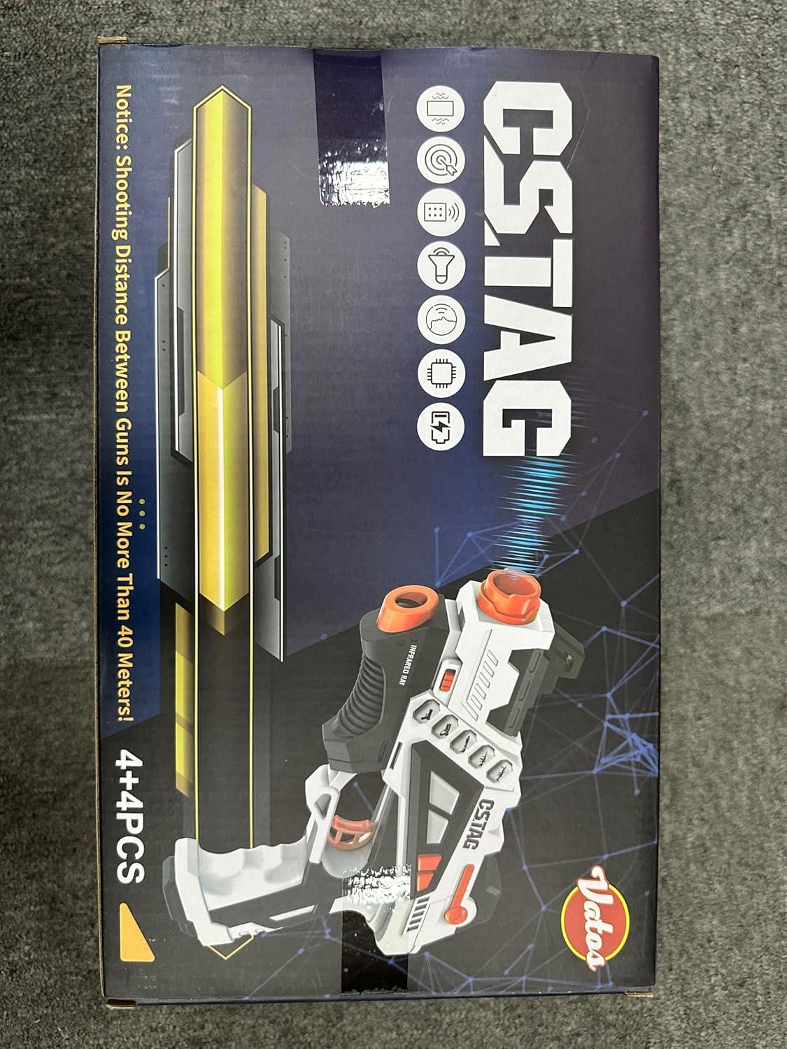 imageVATOS Rechargeable Infrared Gun Set  4 Infrared Tag Sets with Vest Rechargeable Battery 4in1 Charger Upgraded Indoor Outdoor Game for Adults Kids Toy Gifts for Boys Girls Age 612 Years Old