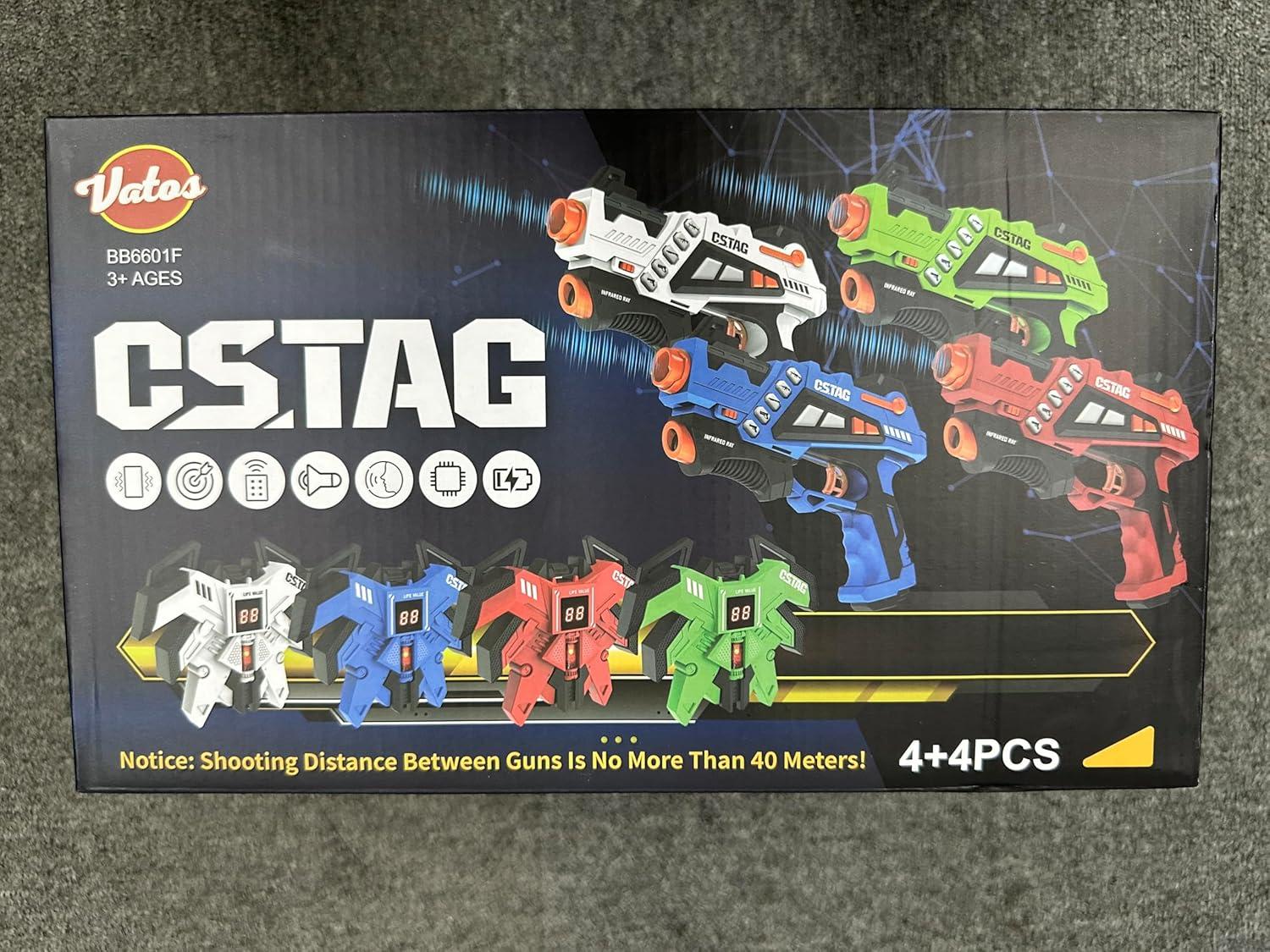 imageVATOS Rechargeable Infrared Gun Set  4 Infrared Tag Sets with Vest Rechargeable Battery 4in1 Charger Upgraded Indoor Outdoor Game for Adults Kids Toy Gifts for Boys Girls Age 612 Years Old