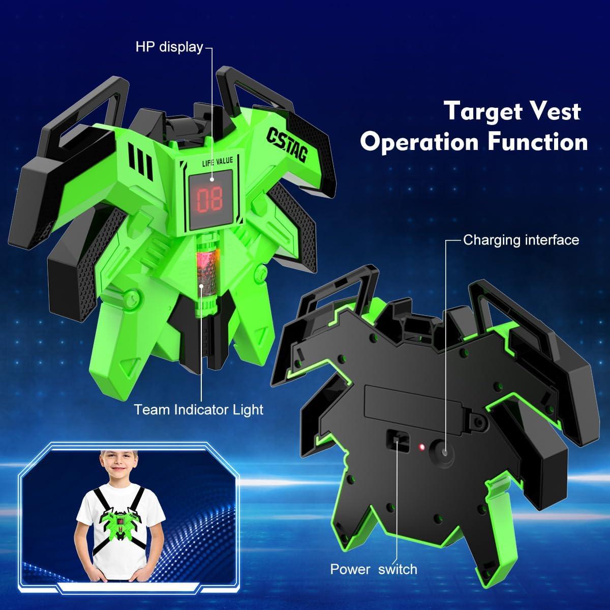 imageVATOS Rechargeable Infrared Gun Set  4 Infrared Tag Sets with Vest Rechargeable Battery 4in1 Charger Upgraded Indoor Outdoor Game for Adults Kids Toy Gifts for Boys Girls Age 612 Years Old