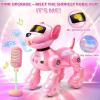 imageVATOS New Kids Smart Remote Control Robot Dog17 Fun Interactive Functions Intelligent Programmable Kids Robotic Puppy with 2 Batteries Singing Dancing Walking Robot Dog Toy for Girls 38 Year Pink