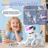 imageVATOS Remote Control Robot Dog Toy for Kids Smart Programmable Robotic Dog with MultiColor LED Eyes ampamp Bluetooth Player Singing Dancing Interactive Robot Puppy for Boys Girls Ages 310 GreyWhite