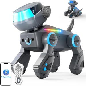 imageVATOS Remote Control Robot Dog Toy for Kids Smart Programmable Robotic Dog with MultiColor LED Eyes ampamp Bluetooth Player Singing Dancing Interactive Robot Puppy for Boys Girls Ages 310 GreyGrey