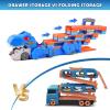 imageVATOS Toddler Truck Toy  Ejection Folding Dinosaur Track Portable Truck Car with 8 Race Cars Best Gift Toy Cars Set for Toddlers 3 4 5 6 7 Years Old