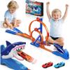imageVATOS Shark Toys Car Track Set Dual Loop Race Track Toy for Boys Shark Car Racing Tracks with 2 Race Cars ampamp Launchers Jumping Raceway Playset Kids Toys Gift for Boys Girls 3 4 5 6 7 8 Year Old