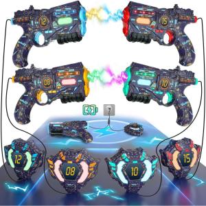 imageVATOS Rechargeable Realtime Data SYNC  Infrared Toy Gun Sets of 4 Gun 4 Vest with Glowing Light Toy Gun Game for Adults Gun Set of 4 for Boys Girls Age 612 Years Old