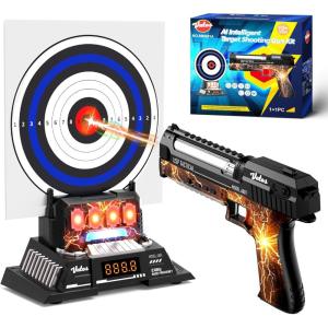 imageVATOS Smart Electronic Shooting Game Set with AutoScoring Target Base and Rechargeable Gun RealTime Voice Feedback 4 Shooting Modes Indoor Outdoor Toy for Teens Adults Family Party