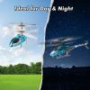 imageVATOS RC Helicopter for Boys 24G Remote Control Helicopter with LED Light for Kids 12 Years Old Fixed Height OneKey TakeOff Indoor RC Planes Ideal Festival Gifts for Boys AdultsBlue