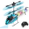 imageVATOS RC Helicopter for Boys 24G Remote Control Helicopter with LED Light for Kids 12 Years Old Fixed Height OneKey TakeOff Indoor RC Planes Ideal Festival Gifts for Boys AdultsBlue
