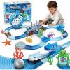 imageVATOS Shark Track Toys  219 Pcs Flexible Race Track Set with 360 Loops Electric Shark Car ampamp AutoRotating Create a Shark Theme Road Race STEM Toy Birthday for Boys Girls Ages 38