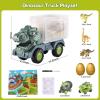 imageVATOS Dinosaur Truck Toy for Kids 37 Years Tyrannosaurus Rex Transport Toys Set with Dinosaur cart Dinosaur Eggs Volcanic Eruption Activity Play Mat Best Dinasour Toys for Boys 3 Years Old
