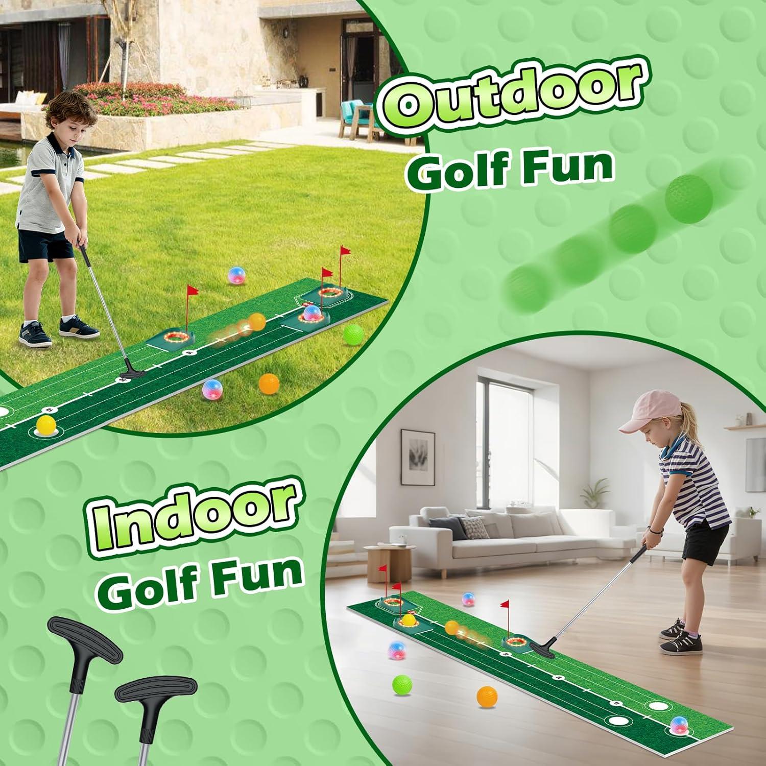 imageVATOS Golf Putting Set for Kids  Light up Kids Golf Game Toys with Putting Mat Putter 3 Holes ampamp 6 Balls 3 Glow Indoor Outdoor Yard Golfs Game Sports Toys Birthday Gifts for Boys Girls Kids 38