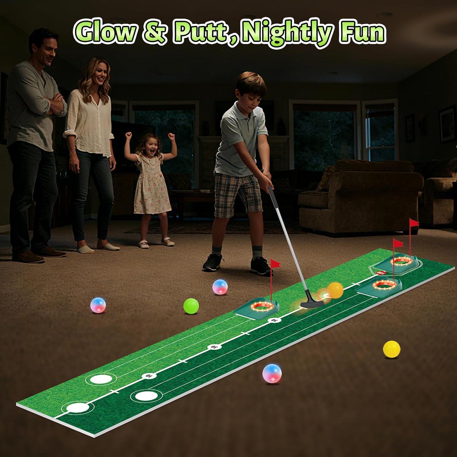 imageVATOS Golf Putting Set for Kids  Light up Kids Golf Game Toys with Putting Mat Putter 3 Holes ampamp 6 Balls 3 Glow Indoor Outdoor Yard Golfs Game Sports Toys Birthday Gifts for Boys Girls Kids 38