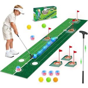 imageVATOS Golf Putting Set for Kids  Light up Kids Golf Game Toys with Putting Mat Putter 3 Holes ampamp 6 Balls 3 Glow Indoor Outdoor Yard Golfs Game Sports Toys Birthday Gifts for Boys Girls Kids 38