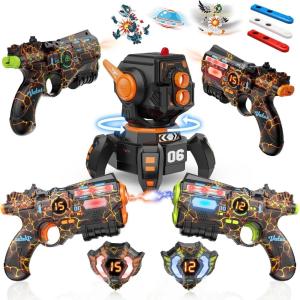 imageVATOS Rechargeable Infrared Laser Tag Set with Projector 2 Players Toy Gun of Projector with Digital LED Score Display 24GHz Realtime Data SYNC Perfect Family Activity Toy for KidsTeensAdults