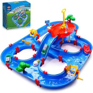 imageVATOS 2Tier Water Table for Toddlers in Summer100PCS DIY Waterways Playset with Pump for Outside YardBeachPoolside Activity Sensory Play Table Addition for Kids Boys Girls Age 3 4 5 6 Year Old