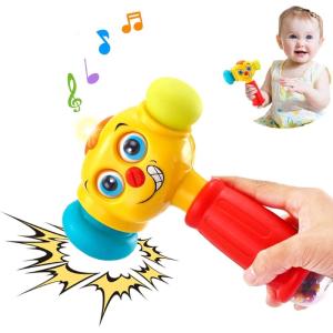 imageVATOS Musical Light Hammer Toy for Babies 1218 Months  Infant Hammer with Sounds and Lights for 1 Year Olds