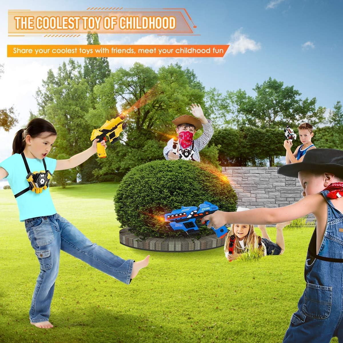 image:imageVATOS Laser Tag  Set of 4 Laser Tag with LED Display Screen and Mist Vests for Kids Teenager Adults Family Group Outdoor Laser Game Fun Toy for 6 7 8 9 10 11 12 Boys Girls