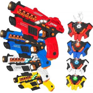 image:imageVATOS Laser Tag  Set of 4 Laser Tag with LED Display Screen and Mist Vests for Kids Teenager Adults Family Group Outdoor Laser Game Fun Toy for 6 7 8 9 10 11 12 Boys Girls