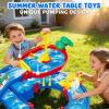 image:imageVATOS 2Tier Outdoor Water Table Toys for Kids 61PCS DIY Summer Waterways Playset with Pump Toddler Water Park Toys for Pool Backyard Beach Sensory Activity Fun Toy Gift for Boys Girls 35 48